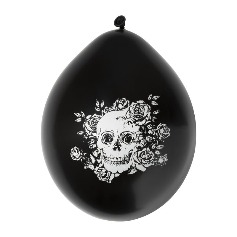 Ballonnen Day of the Dead - zwart/wit - set van 6