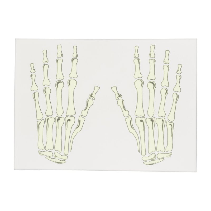 Glow in the dark tattoo handen skelet - 18 cm