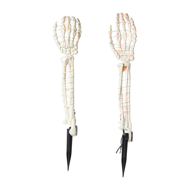 Skelet handen met LED-lampjes - wit - 46 cm
