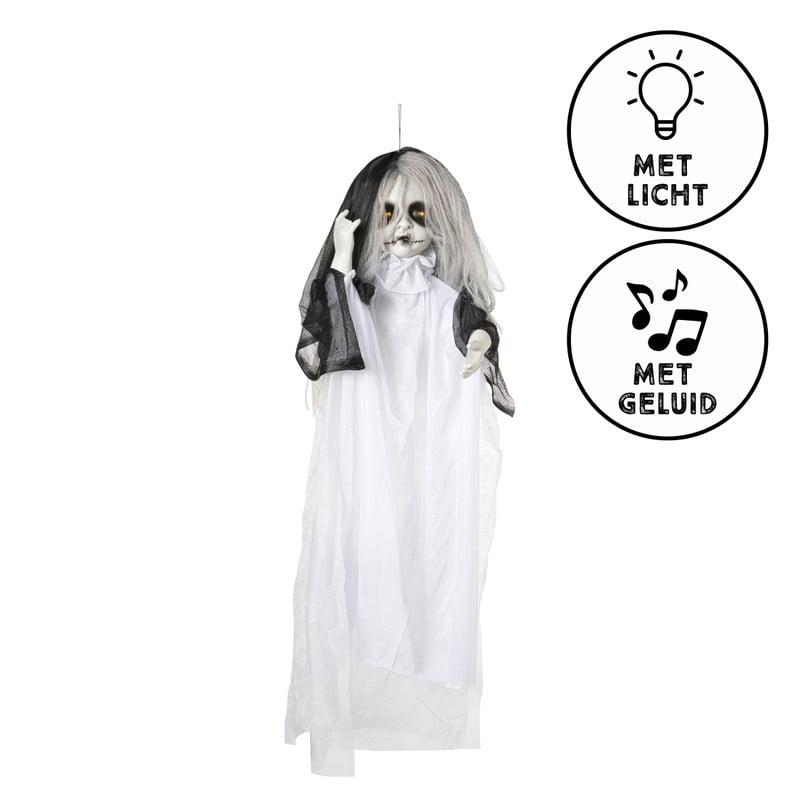 Halloween pop met licht en geluid - wit - 90x50x15 cm