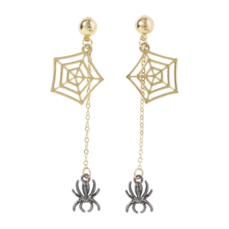 Halloween oorbellen spin - goud