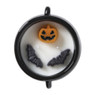Halloween geurkaars heksenketel - wit/zwart - ø13x12 cm