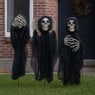 Halloween decoratie stekers skelet - zwart - 60 cm - set van 3