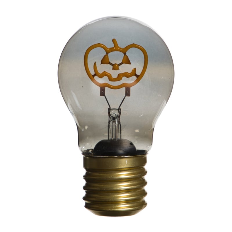 Halloween ledlampje pompoen - oranje - ø6.8x11.4 cm