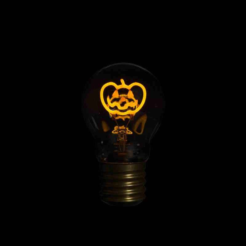 Halloween ledlampje pompoen - oranje - ø6.8x11.4 cm