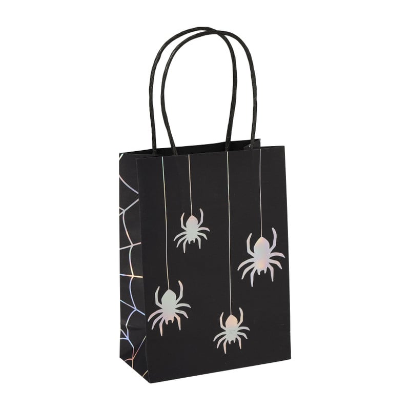 Halloween tas met spinnen - zwart - set van 2