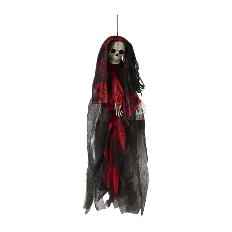 Halloween skelet hangend - rood/zwart - 65x50x9 cm 