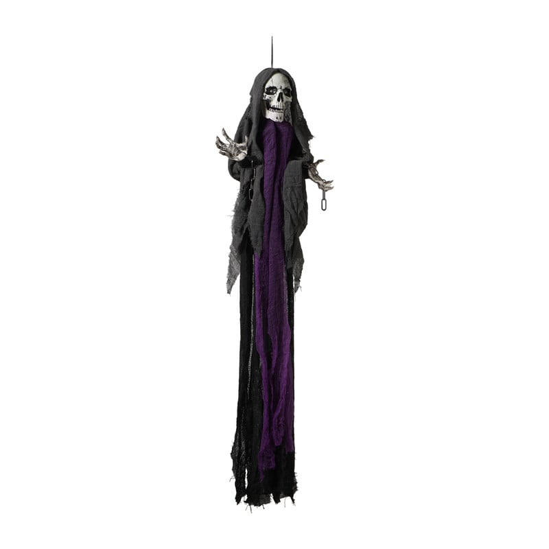 Halloween skelet met licht en geluid - zwart/ rood - 120x65x10 cm