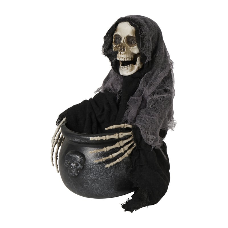 Halloween snoepemmer skelet - zwart - 23x27x33 cm 