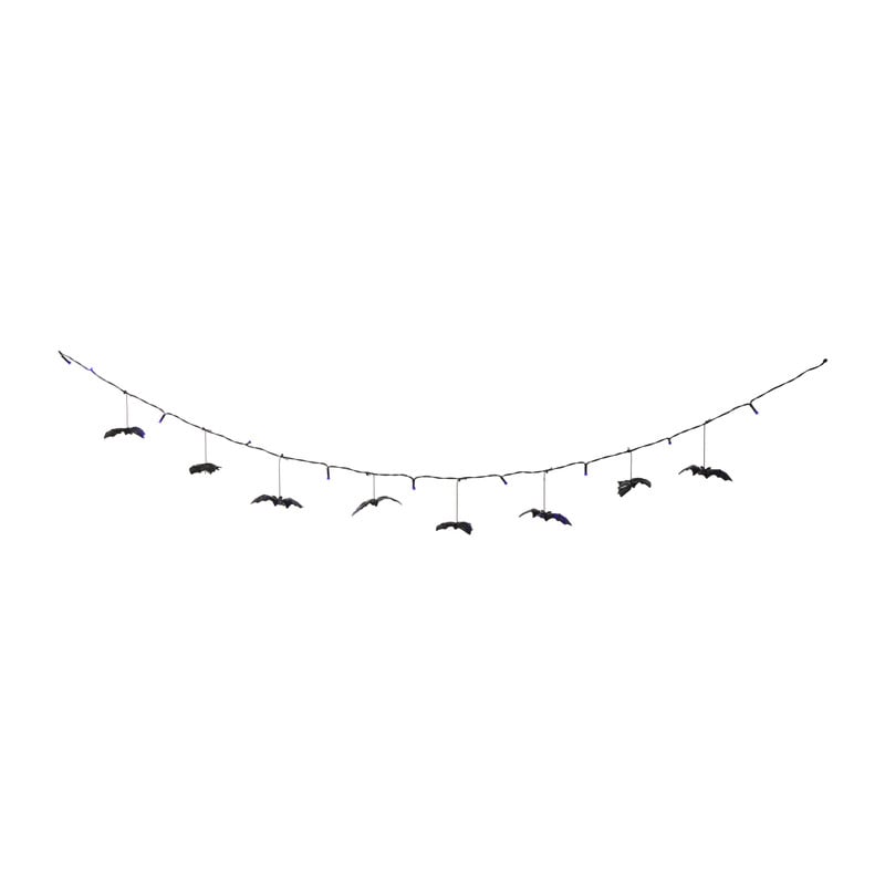 Halloween vleermuis led lampjes - zwart/ paars - 135 cm