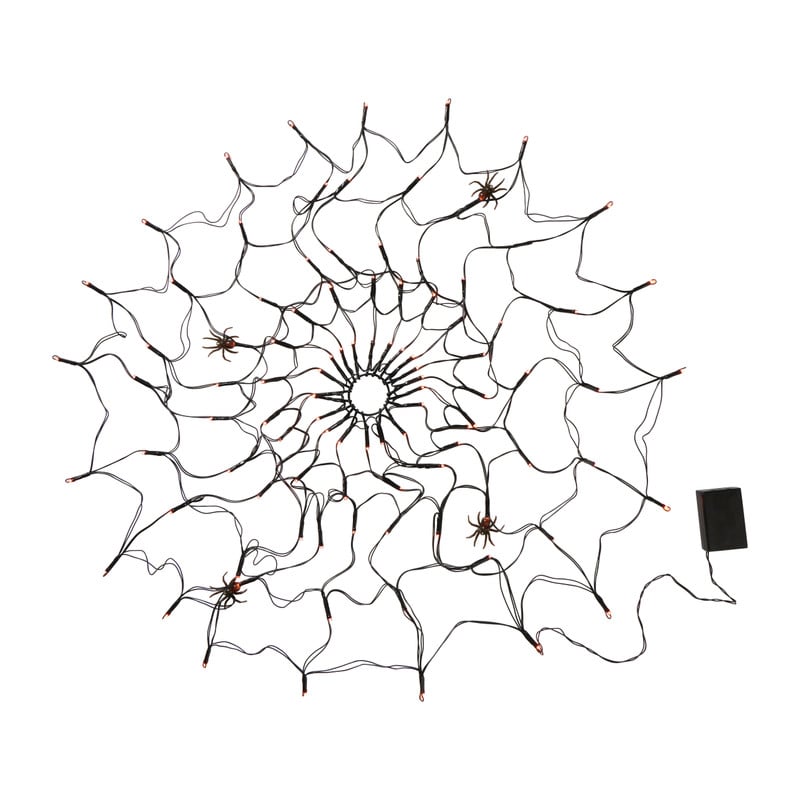 Halloween spinnenweb led met timer - zwart/rood - ø100 cm 