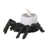 Halloween spin met ledkaars - zwart/oranje/wit - 8.8x7.2x5 cm 