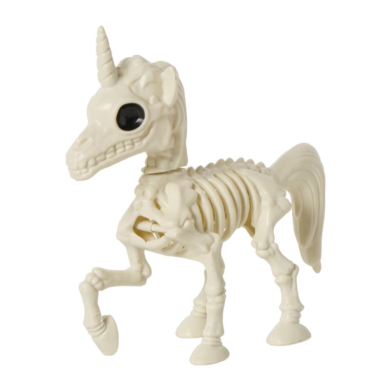 Halloween skelet unicorn - wit - 17x7x17 cm 