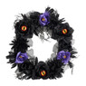 Krans met verlichte ogen - zwart - ⌀40 cm