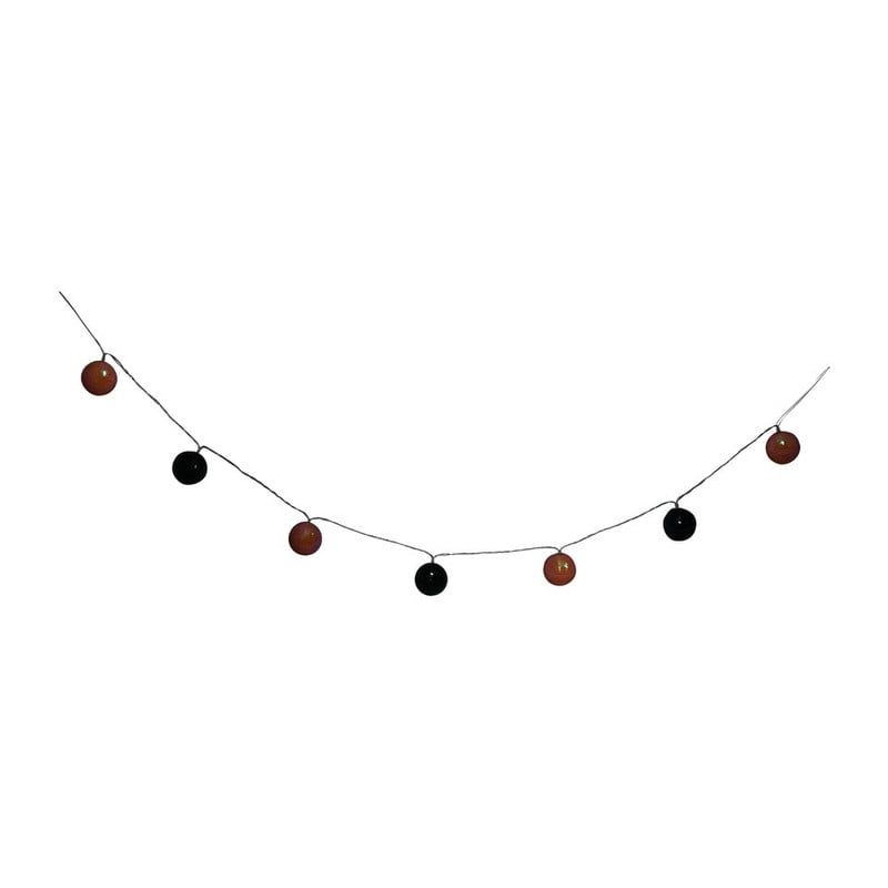 Verlichtingssnoer glitter bal - oranje & zwart - 170 cm