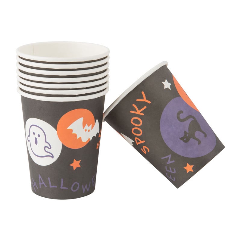 Beker Halloween - zwart -  8 stuks