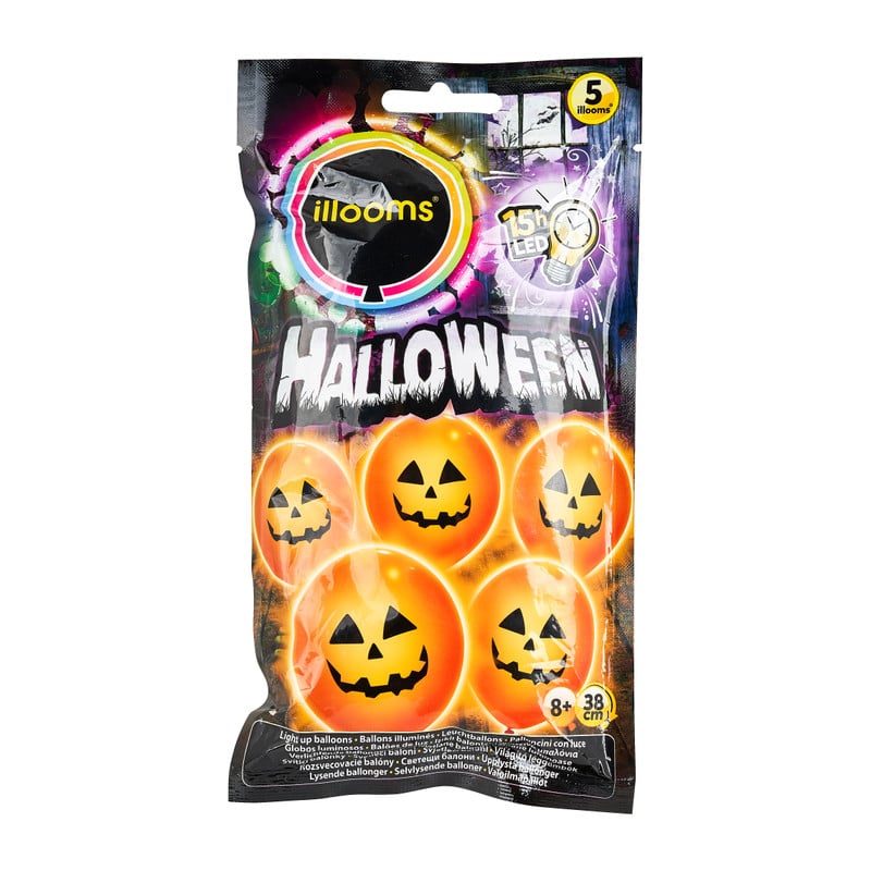 Illooms LED ballonnen Halloween - pompoen - set van 5