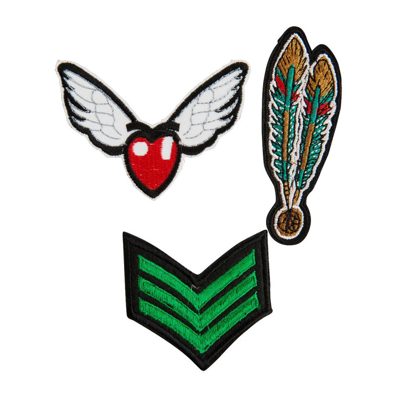 Patches - hart-vleugels-veer - set van 3