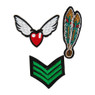 Patches - hart-vleugels-veer - set van 3