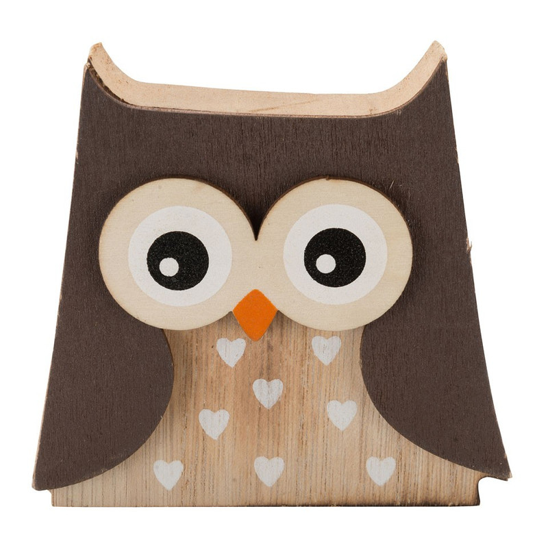 Houten uil -  11x2.5x9 cm