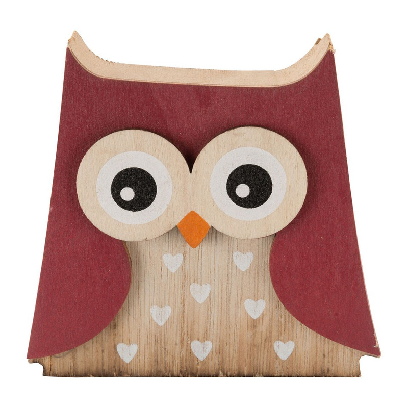 Houten uil -  11x2.5x9 cm