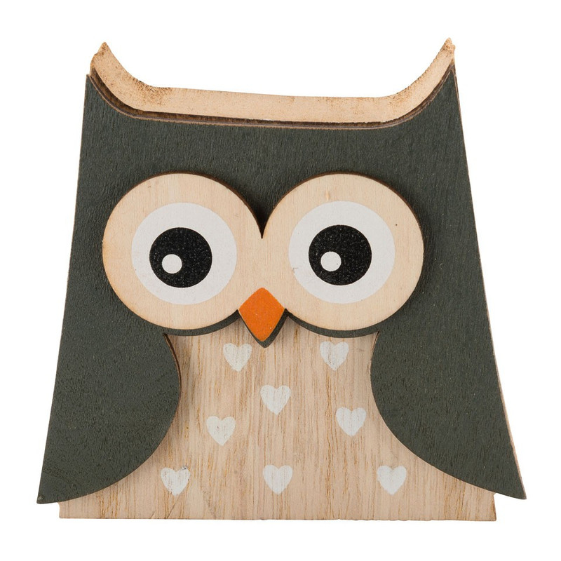 Houten uil -  11x2.5x9 cm