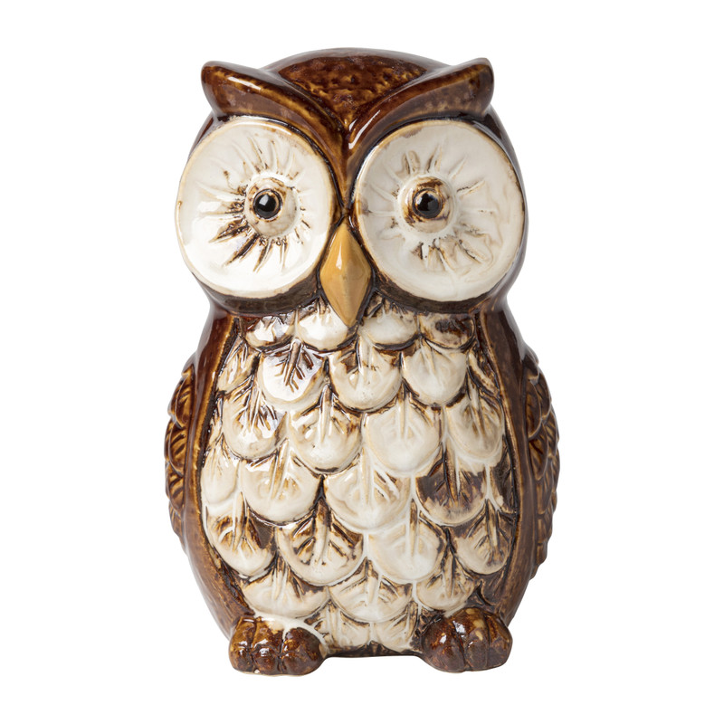 Beeld uil - bruin - 18 cm