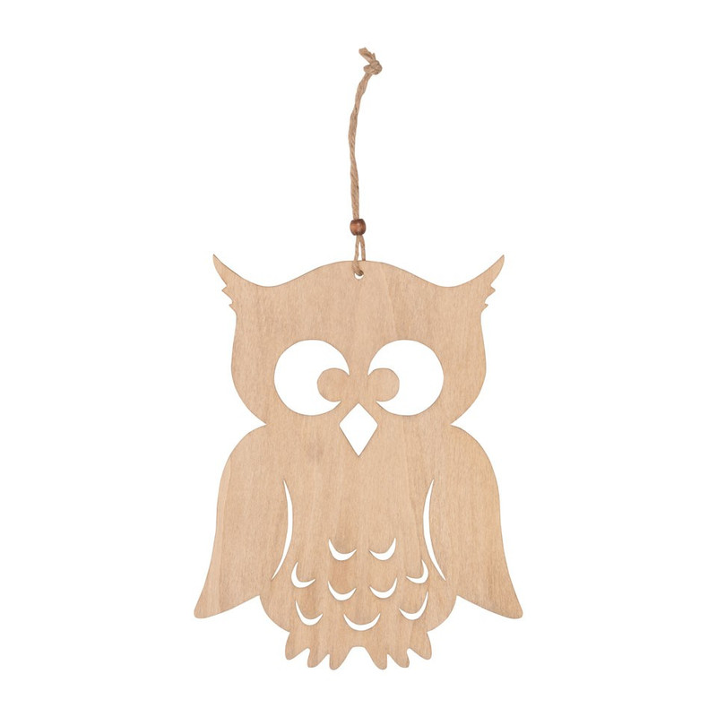 Houten hanger groot uil ogen open