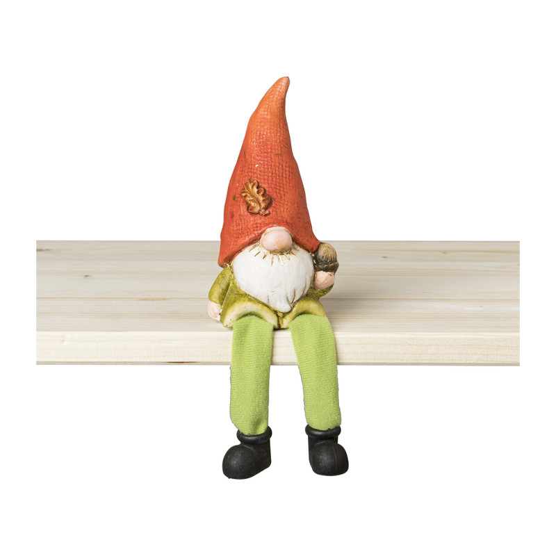 Kabouter met hangende beentjes - groen - 13 cm