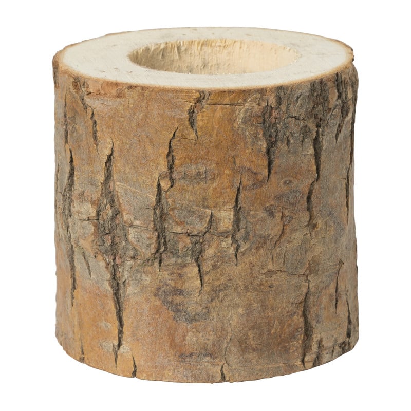 Theelichthouder boomstam - hout - ø6.5x7 cm