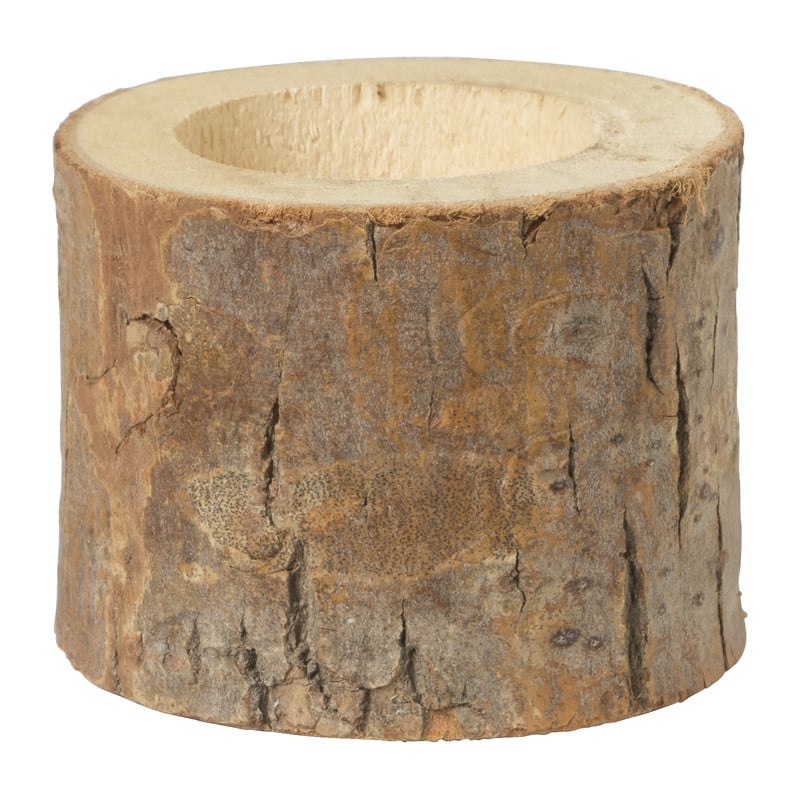 Theelichthouder boomstam - hout - ø6.5x5 cm