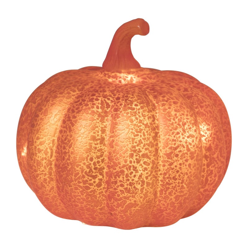 Pompoen met licht - oranje - 15x15x13.5 cm
