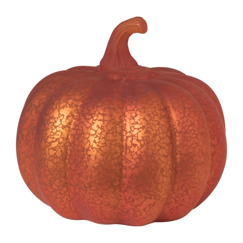 Pompoen met licht - oranje - 15x15x13.5 cm