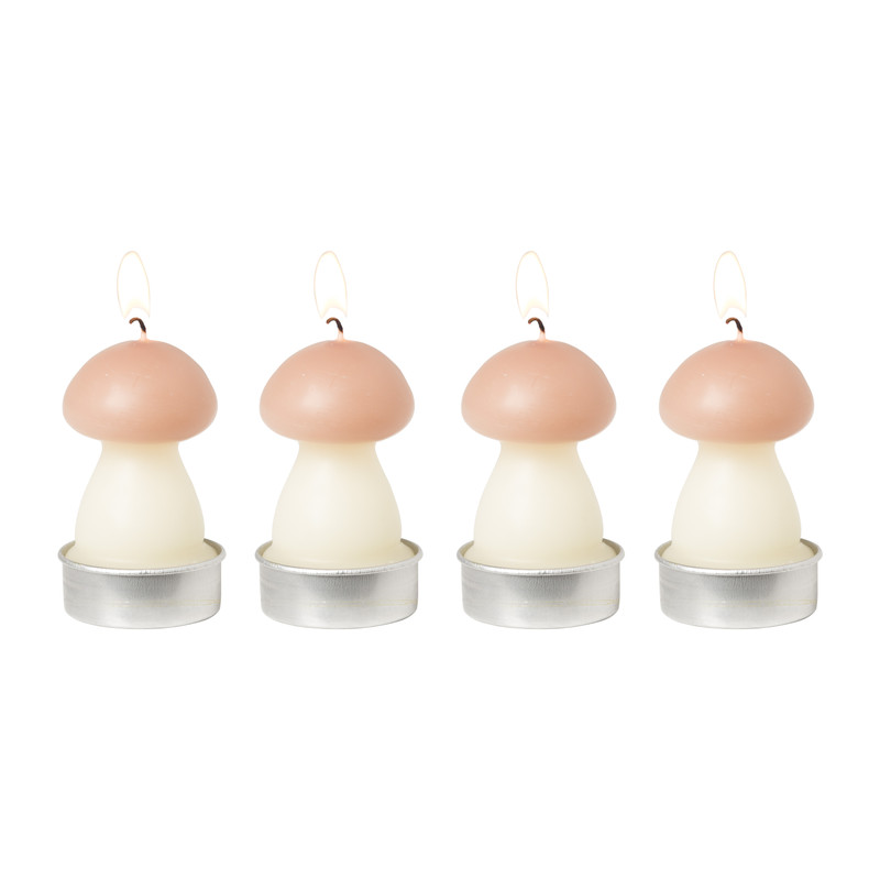Paddenstoelkaarsjes - roze - set van 4