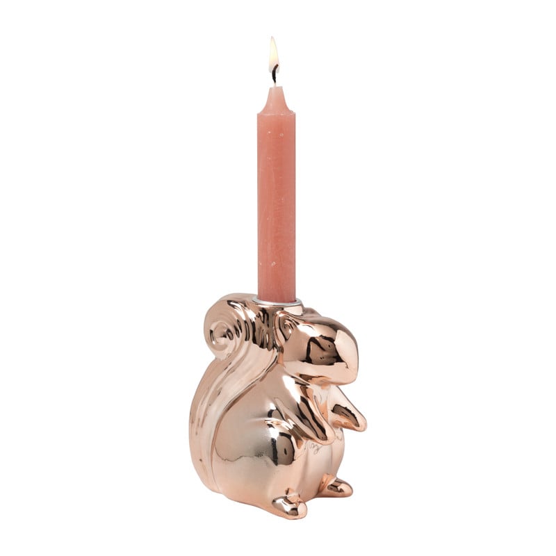 Kandelaar eekhoorn - rosé goud - 12.5 cm