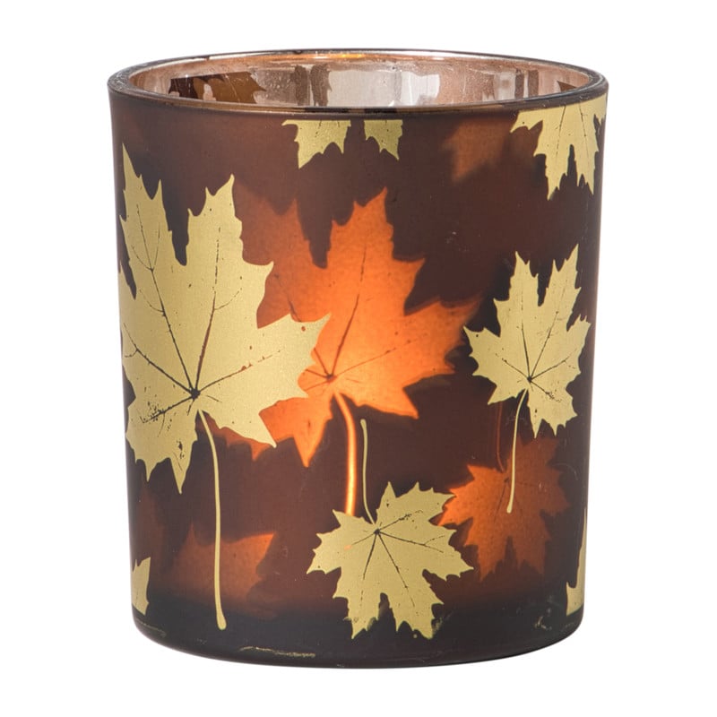 Waxinelichthouder herfst groot - diverse varianten - ø8.8x10 cm