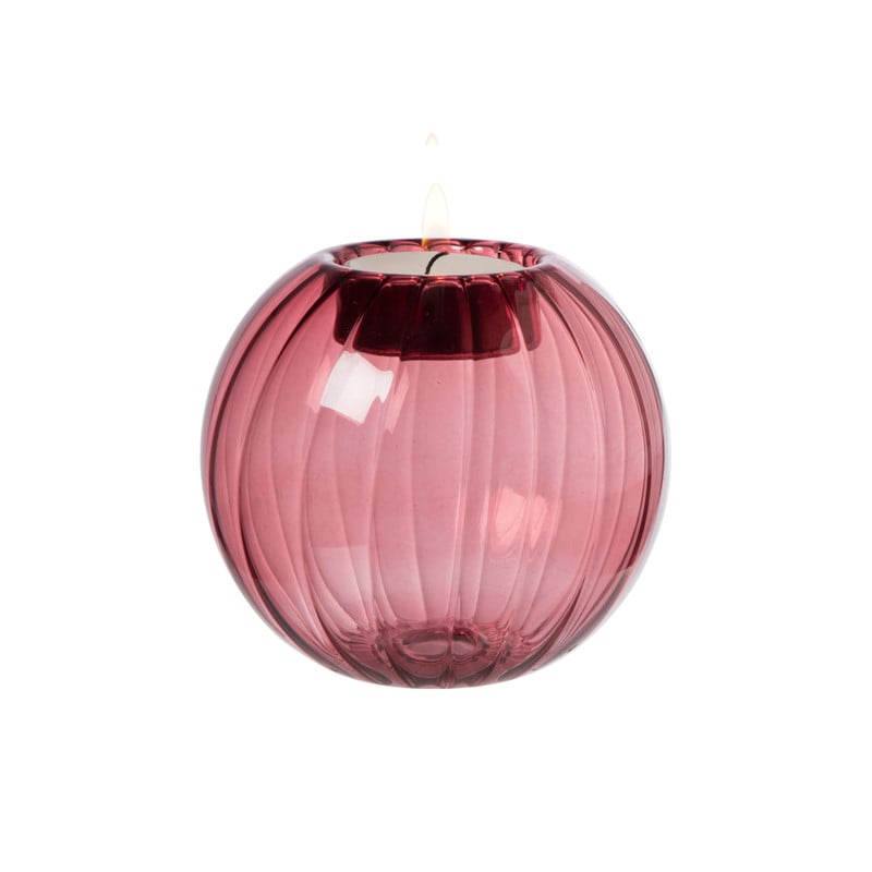 Waxinelichthouder pompoen - rood - ø9x8 cm