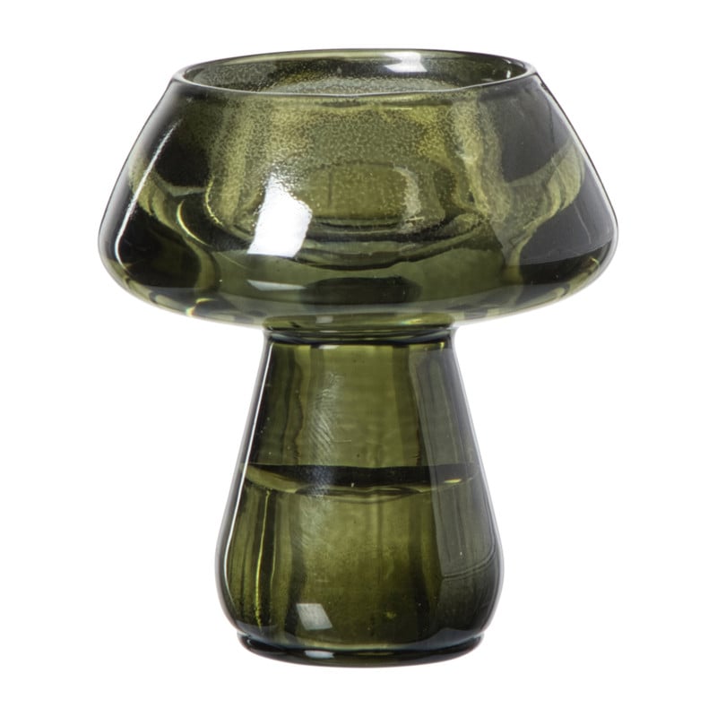 Waxinelichthouder paddenstoel - groen - ø6.7x7.5 cm