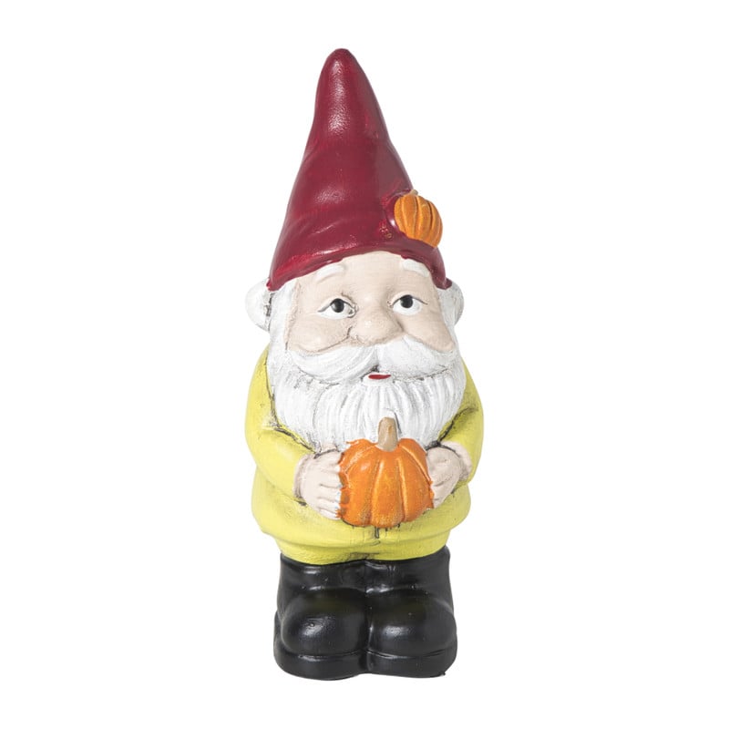 Kabouter met pompoen groot - multikleur - 15.5x5.5x6 cm