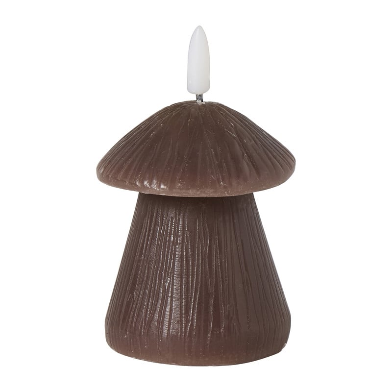 LED kaars paddenstoel - bruin - ø7.5x8x8 cm - diverse varianten