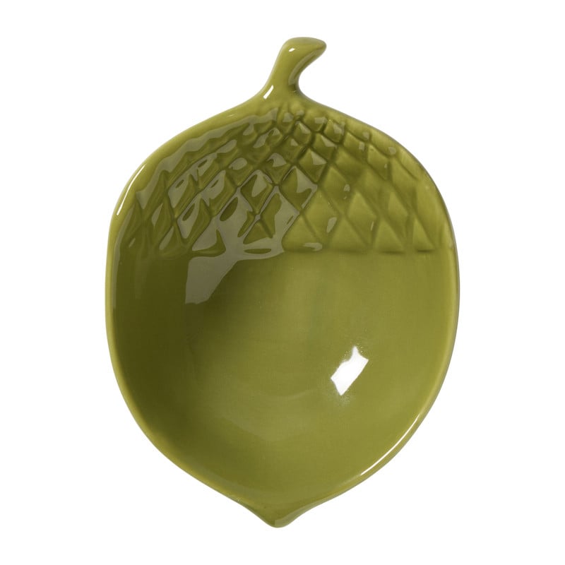 Deco schaaltje eikel - groen - 11.3x7.5x3.5 cm 