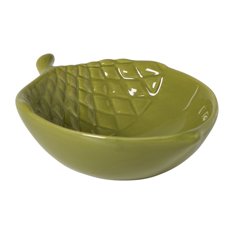 Deco schaaltje eikel - groen - 11.3x7.5x3.5 cm 