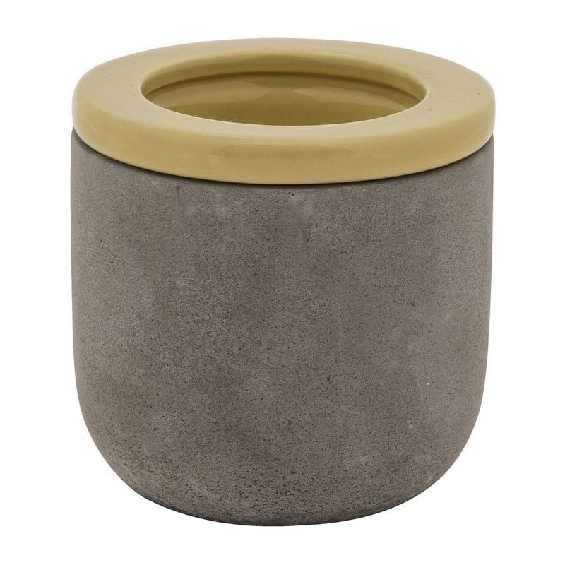 Theelichthouder cement - groen - 7.5x7.5 cm