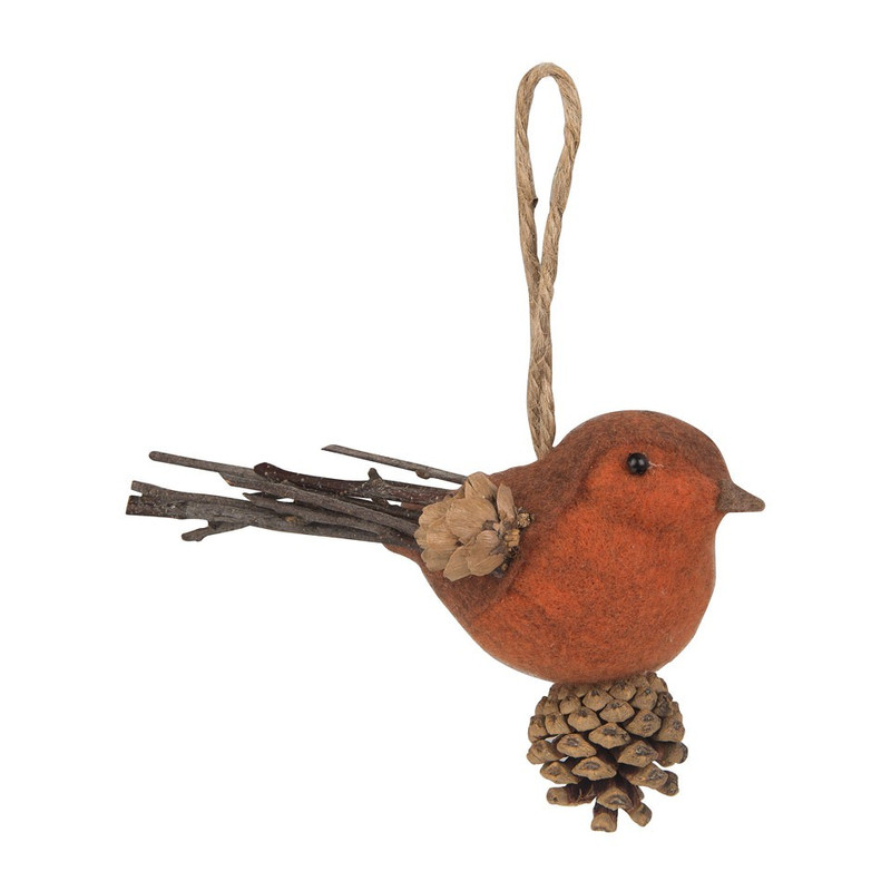 Hanger vogel op dennenappel - bruin