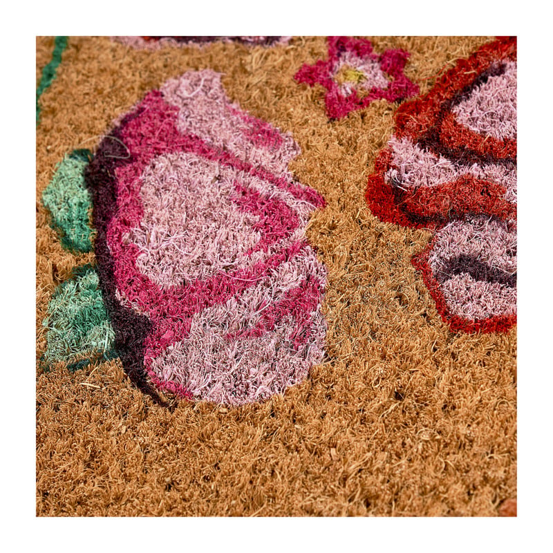 Deurmat bloemetjes hart - 60x40 cm 