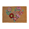 Deurmat bloemetjes hart - 60x40 cm 