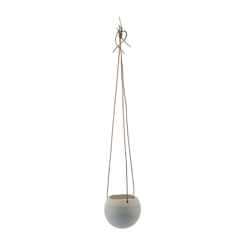 Hangende keramieke pot - lichtblauw - 11x13 cm