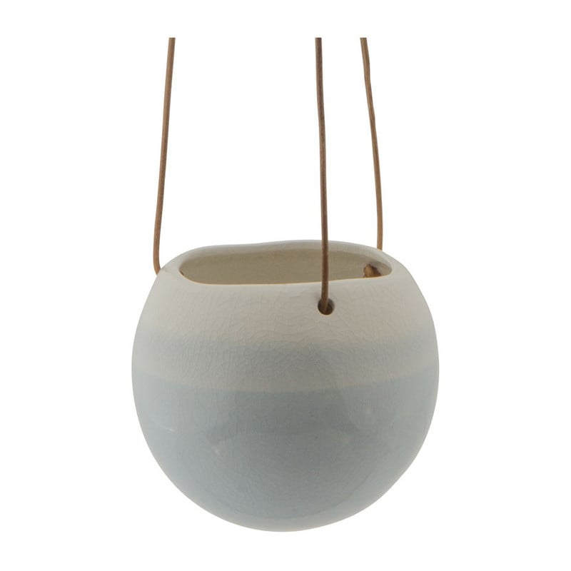 Hangende keramieke pot - lichtblauw - 11x13 cm