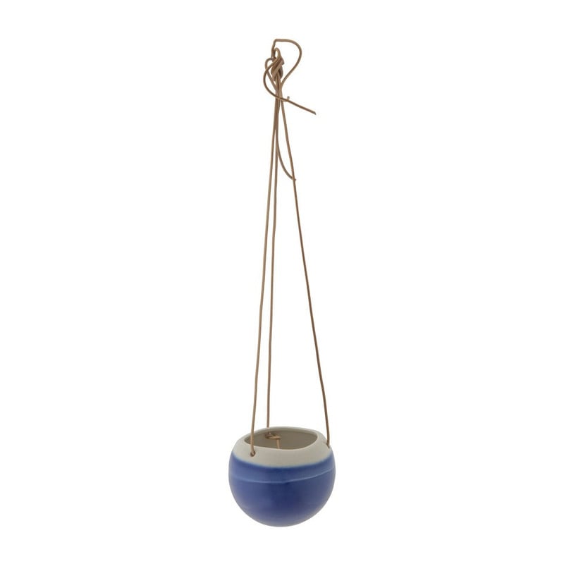 Hangende keramieke pot - donkerblauw - 11x13 cm