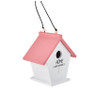 Vogelhuisje - wit/roze - 17x12x19 cm